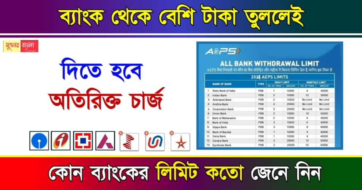 Bank Transaction - ব্যাংক থেকে বেশি টাকা তুললেই দিতে হবে অতিরিক্ত চার্জ। কোন ব্যাংকের লিমিট কতো? 1 Bank Transaction - ব্যাংক ট্রান্সজাকশন
